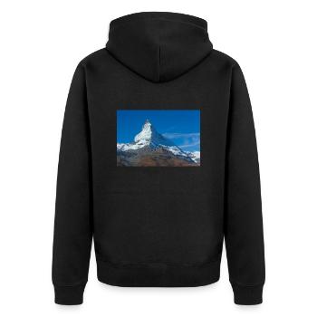 Matterhorn - Unisex Premium Organic Zip Hoodie - black - Back - Nico (187cm)