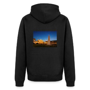 Brandenburger Tor - Unisex Premium Bio Zip Hoodie - Schwarz - Hinten - Nico (187cm)