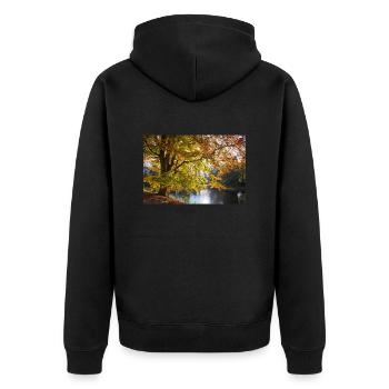 Wallanlagen - Unisex Premium Bio Zip Hoodie - Schwarz - Hinten - Nico (187cm)