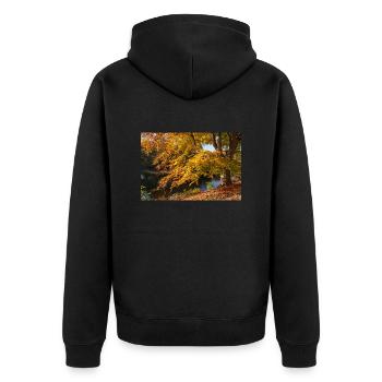 Wallanlagen - Unisex Premium Bio Zip Hoodie - Schwarz - Hinten - Nico (187cm)