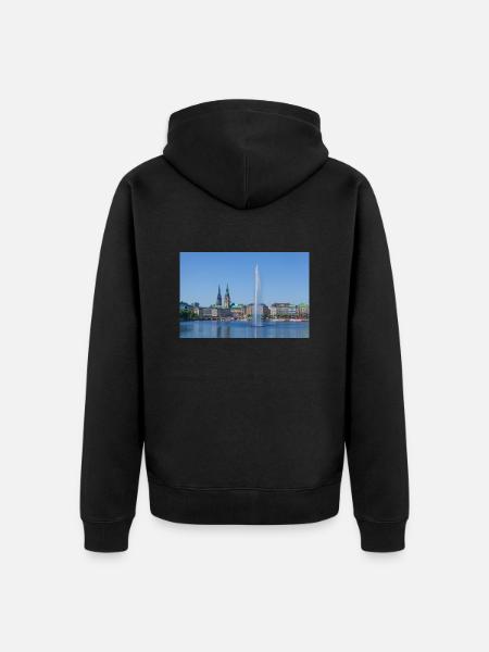 Binnenalster - Unisex Premium Bio Zip Hoodie - Schwarz
