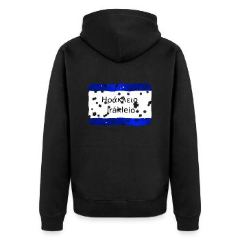 irakleio - Unisex Premium Bio Zip Hoodie - Schwarz - Hinten - Nico (187cm)