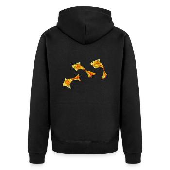 Fische - Unisex Premium Bio Zip Hoodie - Schwarz - Hinten - Nico (187cm)