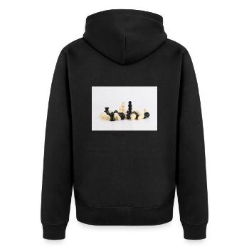 schachfiguren - Unisex Premium Bio Zip Hoodie - Schwarz - Hinten - Nico (187cm)