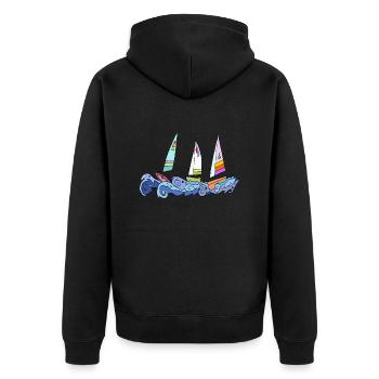 Segelboot - Unisex Premium Bio Zip Hoodie - Schwarz - Hinten - Nico (187cm)