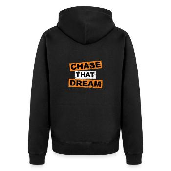 Chase that dream saying lettering - Unisex Premium Organic Zip Hoodie - black - Back - Nico (187cm)