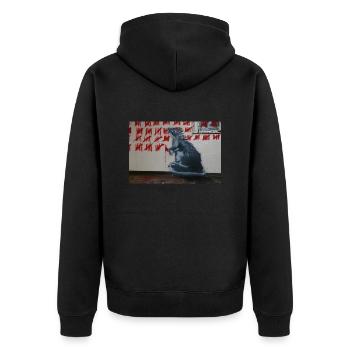 rat art - Unisex Premium Organic Zip Hoodie - black - Back - Nico (187cm)
