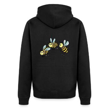 Bienen - Unisex Premium Bio Zip Hoodie - Schwarz - Hinten - Nico (187cm)