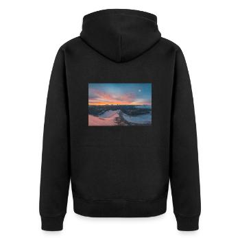Lever de soleil alpin sur les montagnes Agrafa - Veste à capuche bio Premium Unisexe - noir - Dos - Nico (187cm)