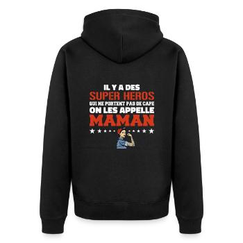 Il Y A Des Super Héros | Cadeau Super Maman - Veste à capuche bio Premium Unisexe - noir - Dos - Nico (187cm)