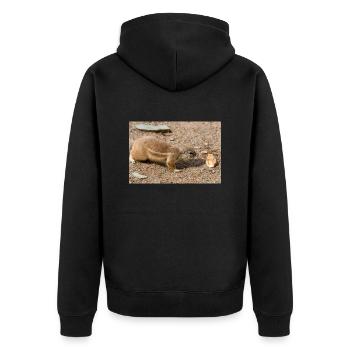 Afrikanische Ziesel (auf Deutsch Afrikanische B - Unisex Premium Bio Zip Hoodie - Schwarz - Hinten - Nico (187cm)
