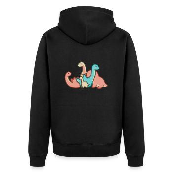 hugadino group of dinos, cute dinosaur - Unisex Premium Organic Zip Hoodie - black - Back - Nico (187cm)