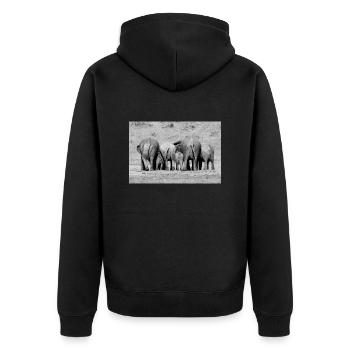 Cuddling Elephants - Unisex Premium Bio Zip Hoodie - Schwarz - Hinten - Nico (187cm)