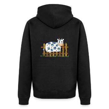Cow - Unisex Premium Organic Zip Hoodie - black - Back - Nico (187cm)