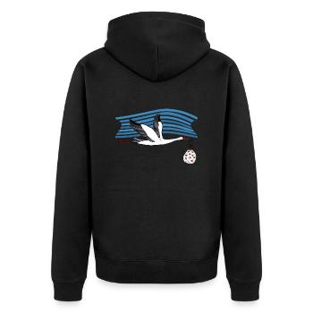 Storch - Unisex Premium Bio Zip Hoodie - Schwarz - Hinten - Nico (187cm)