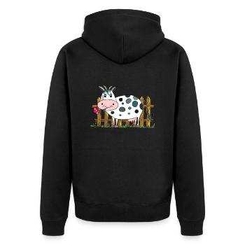 Cow - Unisex Premium Organic Zip Hoodie - black - Back - Nico (187cm)