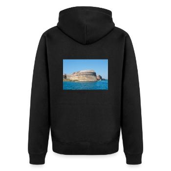 Festung des Hl. Nikolaus, Šibenik-Knin, Kroatien - Unisex Premium Bio Zip Hoodie - Schwarz - Hinten - Nico (187cm)