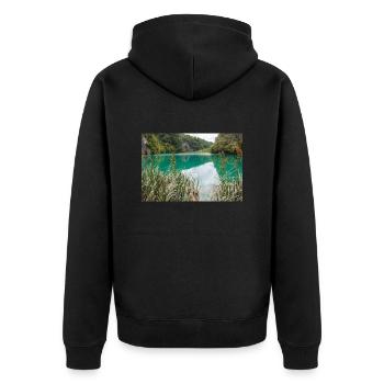 Plitvice Lakes National Park crystal clear water - Unisex Premium Organic Zip Hoodie - black - Back - Nico (187cm)