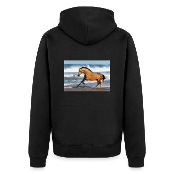 Pferde - Unisex Premium Bio Zip Hoodie - Schwarz - Hinten - Nico (187cm)