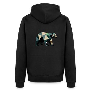 Bear, Polygon, Angular, Hiking, Trees, Animal, Wilderness, Nature - Unisex Premium Organic Zip Hoodie - black - Back - Nico (187cm)
