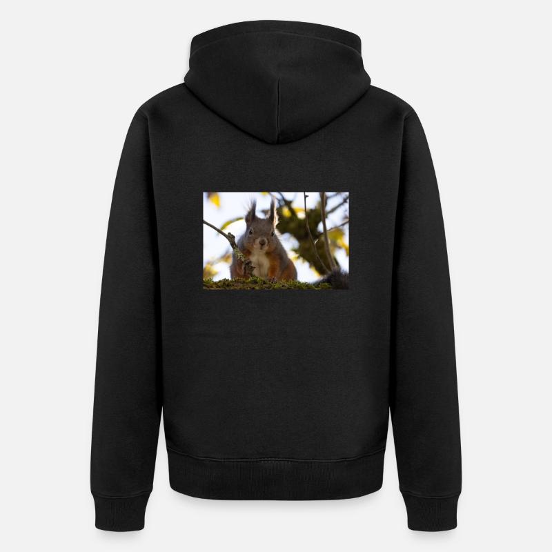 Oachkatzl / Eichhörnchen - Unisex Premium Bio Zip Hoodie - Schwarz