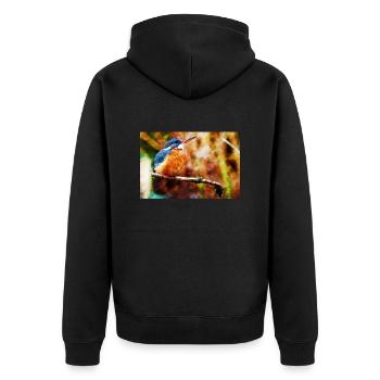 Eisvogel - Unisex Premium Bio Zip Hoodie - Schwarz - Hinten - Nico (187cm)