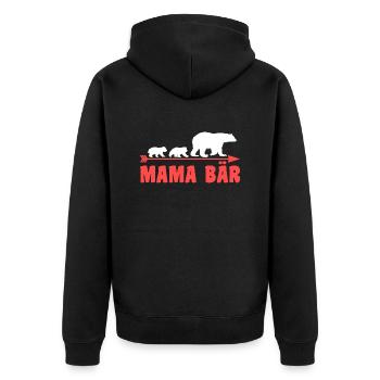 Mutter Mama Bär - Unisex Premium Bio Zip Hoodie - Schwarz - Hinten - Nico (187cm)