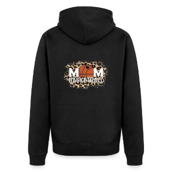 Basketball-Mutter-Leopard-Muttertag - Unisex Premium Bio Zip Hoodie - Schwarz - Hinten - Nico (187cm)