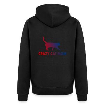 Crazy Cat Mom Cat Saying - Unisex Premium Organic Zip Hoodie - black - Back - Nico (187cm)