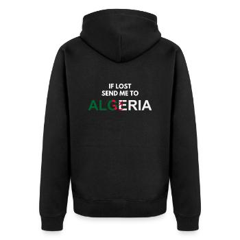 wenn ich verloren habe, schick mich nach Algerien-cadeau Algérie - Unisex Premium Bio Zip Hoodie - Schwarz - Hinten - Nico (187cm)