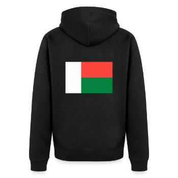 Flag of Madagascar - Unisex Premium Organic Zip Hoodie - black - Back - Nico (187cm)