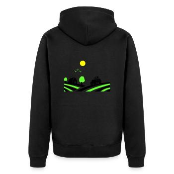 Tractor Farm - Unisex Premium Organic Zip Hoodie - black - Back - Nico (187cm)