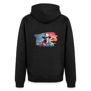 cow-boy vintage - Veste à capuche bio Premium Unisexe - noir - Dos - Nico (187cm)