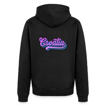 Kroatien hrvatska Kroatien hr Zagreb split Dubrovnik - Unisex Premium Bio Zip Hoodie - Schwarz - Hinten - Nico (187cm)