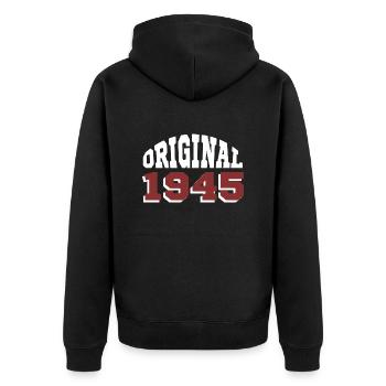 Original 1945 - Unisex Premium Organic Zip Hoodie - black - Back - Nico (187cm)