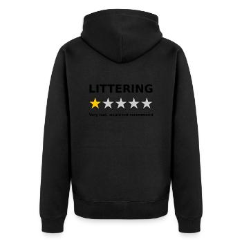 Anti Pollution 1 Star Review - Unisex Premium Organic Zip Hoodie - black - Back - Nico (187cm)