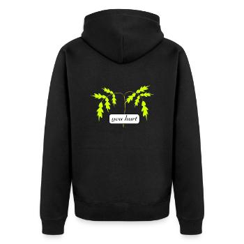 you hurt - Unisex Premium Bio Zip Hoodie - Schwarz - Hinten - Nico (187cm)