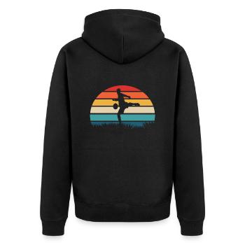 Fußballer Fußball Retro Vintage - Unisex Premium Bio Zip Hoodie - Schwarz - Hinten - Nico (187cm)