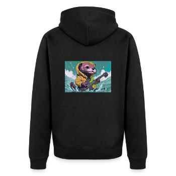 Otti Gitarre - Unisex Premium Bio Zip Hoodie - Schwarz - Hinten - Nico (187cm)