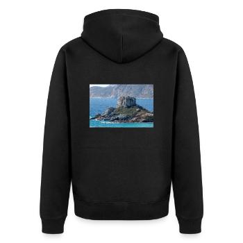 Landscape view of Kastri Island near Kampos town - Unisex Premium Organic Zip Hoodie - black - Back - Nico (187cm)