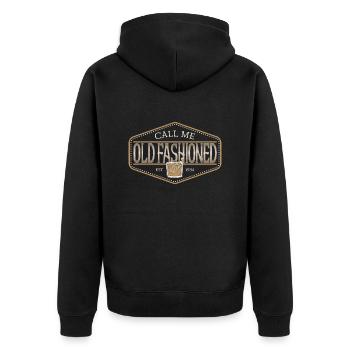 Whisky Call me old fashioned - Unisex Premium Bio Zip Hoodie - Schwarz - Hinten - Nico (187cm)
