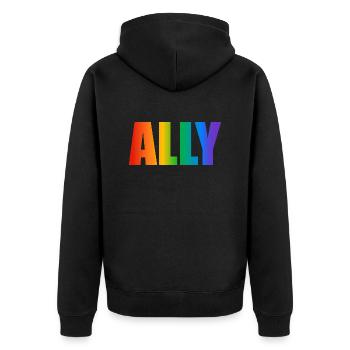 Gay Pride Verbündeter - Unisex Premium Bio Zip Hoodie - Schwarz - Hinten - Nico (187cm)