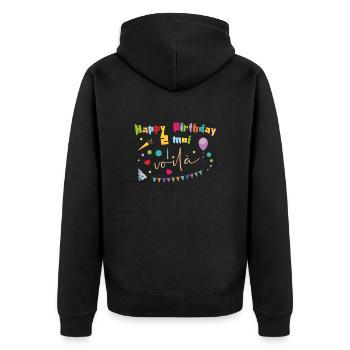 Geburtstag - Happy Birthday To Moi - Unisex Premium Bio Zip Hoodie - Schwarz - Hinten - Nico (187cm)