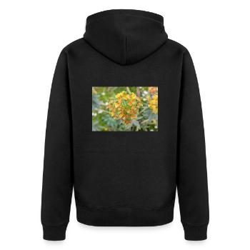 blooming colorful Wolfsmilch (Euphorbia) flower - Unisex Premium Organic Zip Hoodie - black - Back - Nico (187cm)