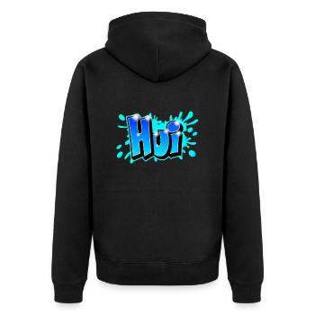 Graffiti "Hui" imprimable sur tout support ! - Veste à capuche bio Premium Unisexe - noir - Dos - Nico (187cm)