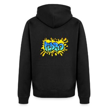 PEDRO Graffiti splash yellow name printable - Unisex Premium Organic Zip Hoodie - black - Back - Nico (187cm)