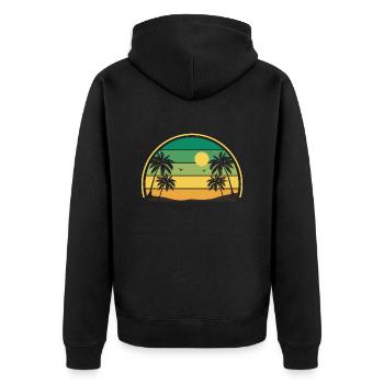 Retro Sommer Sonnenuntergang - Unisex Premium Bio Zip Hoodie - Schwarz - Hinten - Nico (187cm)