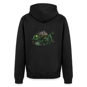Batavia Cthulhu - Unisex Premium Bio Zip Hoodie - Schwarz - Hinten - Nico (187cm)