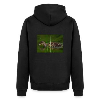 20240629 000 1661 NEF - Unisex Premium Organic Zip Hoodie - black - Back - Nico (187cm)
