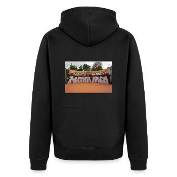 ANTIFA AREA - Unisex Premium Bio Zip Hoodie - Schwarz - Hinten - Nico (187cm)